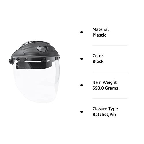 NoCry Military Grade Safety Face Shield for Grinding; Clear Face Shield Mask with Anti Fog Grinding Face Shield and Adjustable Headgear; Impact Resistant Full Face Shield; ANSI Z87.1 Certified