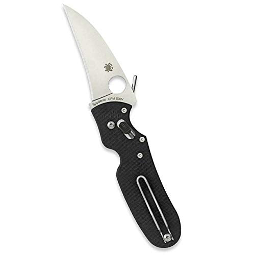 Spyderco P'Kal Specialty Knife with 2.95" CPM S30V Stainless Steel Reverse Edge Blade and Black G-10 Laminate Handle - PlainEdge - C103GP