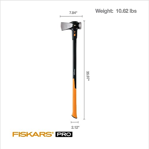 Fiskars IsoCore 8lb. Wood Splitting Maul - 36" Shock Control SoftGrip Handle - Wood Splitter Tool and Maul for Splitting Wedge - Black/Orange