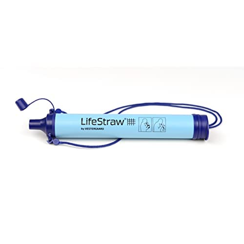 LifeStraw Personal Water Filter for Hiking, Camping, Travel, and Emergency Preparedness, 3 Pack, Blue