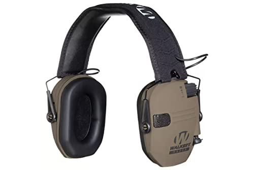 Walker's Razor Slim Folding Electronic Ear Protection with Sound Activated 23dB Noise Reduction and Sound Amplification, Tan Patriot
