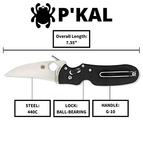 Spyderco P'Kal Specialty Knife with 2.95" CPM S30V Stainless Steel Reverse Edge Blade and Black G-10 Laminate Handle - PlainEdge - C103GP