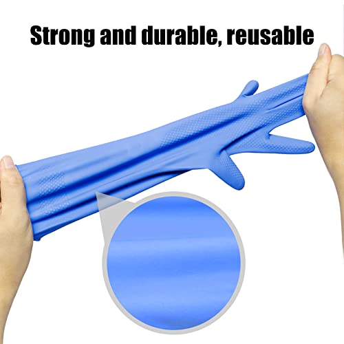 Rubber cleaning gloves yellow 3 or 6 Pairs for Household,Reuseable dishwashing gloves for Kitchen, Blue