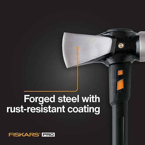 Fiskars IsoCore 8lb. Wood Splitting Maul - 36" Shock Control SoftGrip Handle - Wood Splitter Tool and Maul for Splitting Wedge - Black/Orange