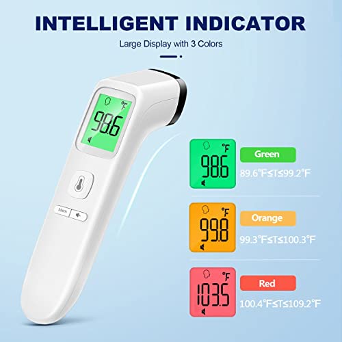 Forehead Thermometer, Baby and Adults Thermometer with Fever Alarm, LCD Display and Memory Function, Ideal for Whole Family