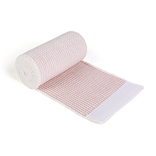 HOSPORA Cotton Elastic Bandage, 4 Inch x 13-15 feet Stretched Length with Hook and Loop Closure, Latex-Free Compression Bandage(Pack of 5)