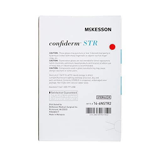 McKesson Confiderm STR Disposable Sterile Pair Nitrile Exam Glove Standard Cuff Length MEDIUM 14-6NSTR4 50 per Box