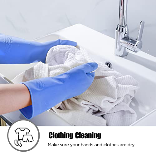 Rubber cleaning gloves yellow 3 or 6 Pairs for Household,Reuseable dishwashing gloves for Kitchen, Blue