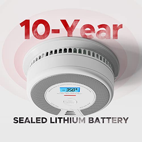 X-Sense Wireless Interconnected Combination Smoke and Carbon Monoxide Detector with LCD Display & 10-Year Battery, Over 820 ft Transmission Range, SC07-W, 6-Pack