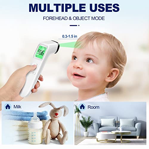 Forehead Thermometer, Baby and Adults Thermometer with Fever Alarm, LCD Display and Memory Function, Ideal for Whole Family