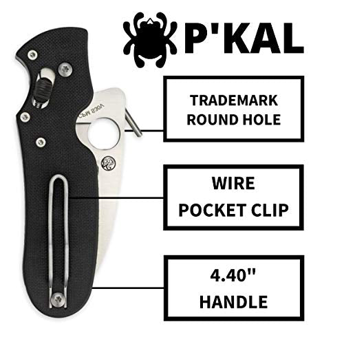 Spyderco P'Kal Specialty Knife with 2.95" CPM S30V Stainless Steel Reverse Edge Blade and Black G-10 Laminate Handle - PlainEdge - C103GP