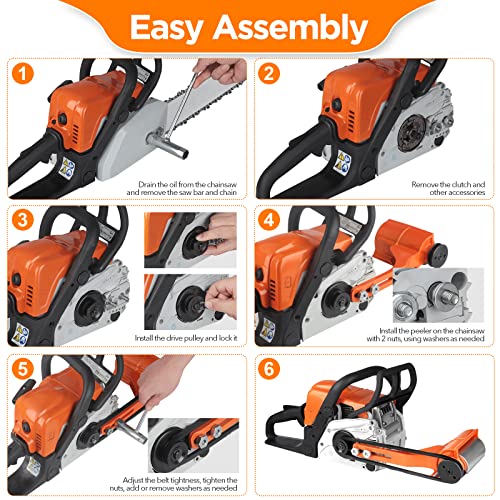 HOTYELL Log Peeler Debarker - Upgraded Chainsaw Attachment for Husqvarna and STIHL, Integrated Aluminum Alloy Wood Debarking Tool with 6 Lengthened Blades for Timber Processing