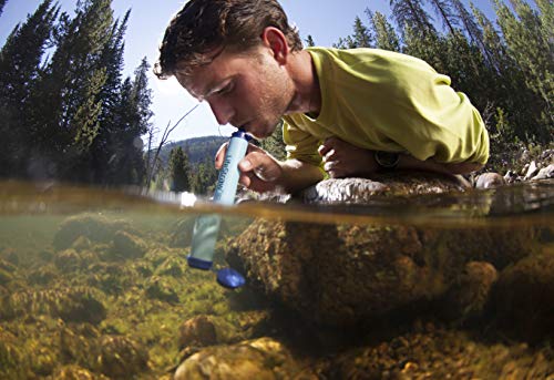 LifeStraw Personal Water Filter for Hiking, Camping, Travel, and Emergency Preparedness, 3 Pack, Blue