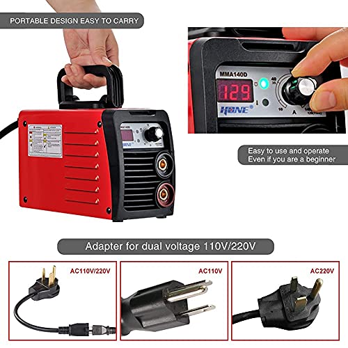 HONE Stick Welder, 110V/220V Actual 140Amp ARC Welder Machine, IGBT Inverter Digital Display LCD Welding Machines with Hot Start Arc Force Anti-Stick, High Efficiency for 1/16"-1/8" Welding Rod.