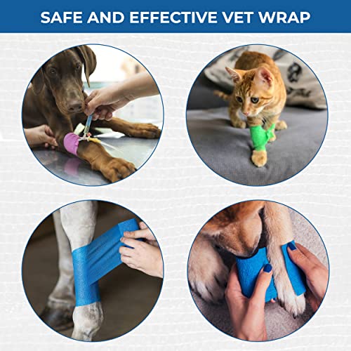 BANDVET WRAP Self Adhesive Bandage Wrap - Pack of 24, Assorted Colors, Non-Woven, Breathable & Water-Resistant Vet Wrap for First Aid, Sports Injury, Body Sprains, & Pets - 2 Inch x 5 Yards