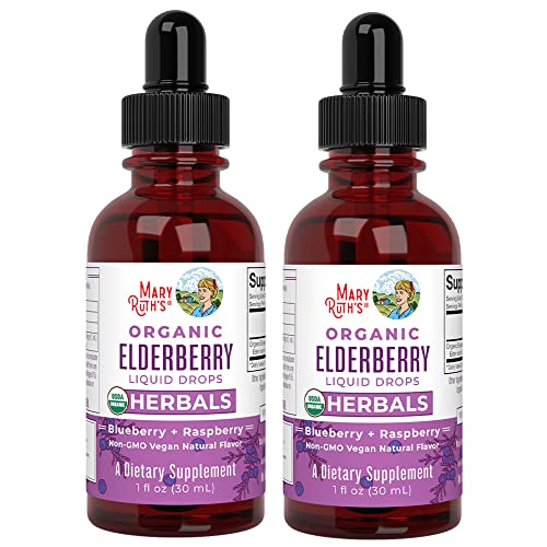 MaryRuth's Elderberry Liquid Drops | USDA Organic | Black Elderberry Supplement for Adults & Kids | Immune Support & Overall Health | Vegan | Non-GMO | Gluten Free | 30 Servings (2 Pack)