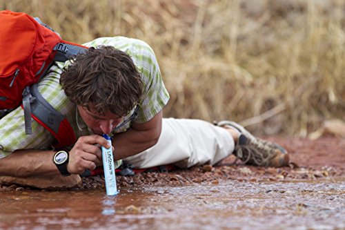 LifeStraw Personal Water Filter for Hiking, Camping, Travel, and Emergency Preparedness, 3 Pack, Blue