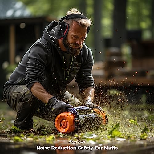 ProCase Noise Reduction Safety Ear Muffs, Hearing Protection Earmuffs, NRR 28dB Noise Sound Protection Headphones for Shooting Gun Range Mowing Construction Woodwork Adult Kids -Red