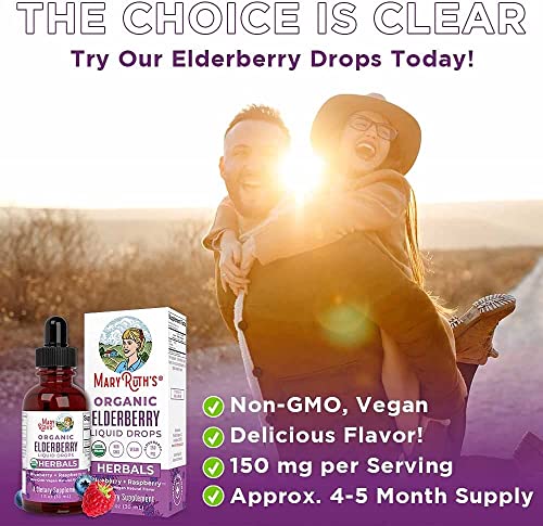 MaryRuth's Elderberry Liquid Drops | USDA Organic | Black Elderberry Supplement for Adults & Kids | Immune Support & Overall Health | Vegan | Non-GMO | Gluten Free | 30 Servings (2 Pack)