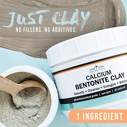 Calcium Bentonite Clay Healing Powder - Pure Pharmaceutical, Better Than Food Grade - Face, Body & Hair Detox Mask, for Internal Use, Natural Mud Masks, Deep Pore Cleansing for Health & Beauty