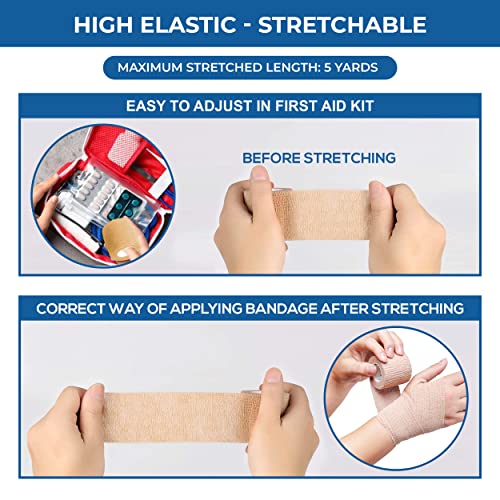 BANDVET WRAP Self Adhesive Bandage Wrap - Pack of 24, Assorted Colors, Non-Woven, Breathable & Water-Resistant Vet Wrap for First Aid, Sports Injury, Body Sprains, & Pets - 2 Inch x 5 Yards