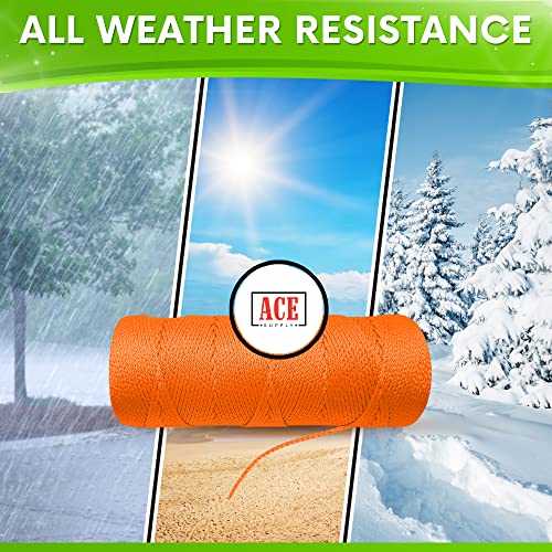 Orange Mason Line String Line - #18 Braided Nylon String - 500 Ft Length - Nylon Twine for Gardening Or Masonry Tools - Perfect Construction String for A String Level, Twine String for Gardening