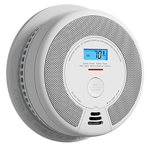 X-Sense Wireless Interconnected Combination Smoke and Carbon Monoxide Detector with LCD Display & 10-Year Battery, Over 820 ft Transmission Range, SC07-W, 6-Pack