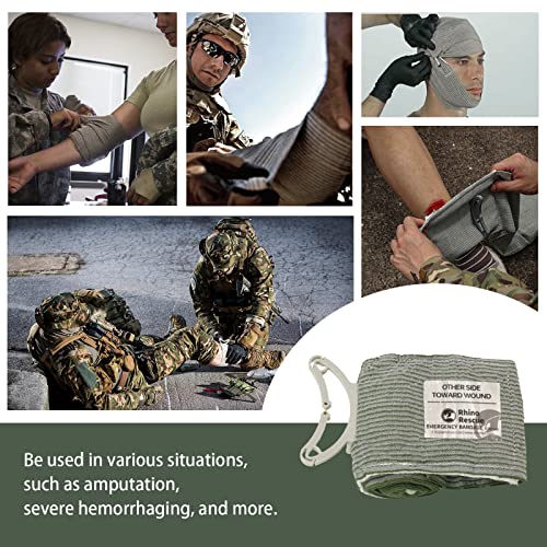 RHINO RESCUE 6" Israeli Style Emergency Bandage, Compression Trauma Wound Dressing, Medical Sterile Vacuum Sealed, Combat Tactical First Aid Kit IFAK Supplies, 2 Count