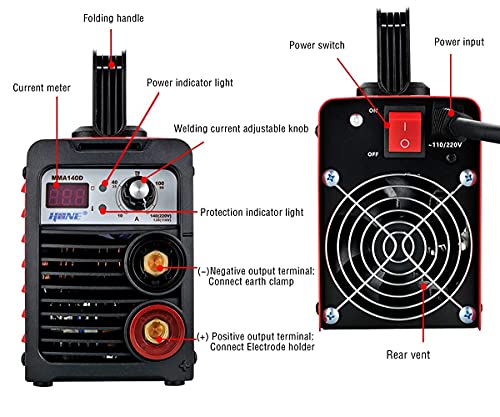 HONE Stick Welder, 110V/220V Actual 140Amp ARC Welder Machine, IGBT Inverter Digital Display LCD Welding Machines with Hot Start Arc Force Anti-Stick, High Efficiency for 1/16"-1/8" Welding Rod.