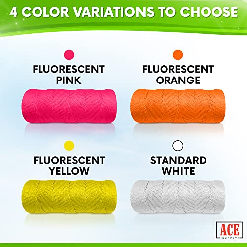 Orange Mason Line String Line - #18 Braided Nylon String - 500 Ft Length - Nylon Twine for Gardening Or Masonry Tools - Perfect Construction String for A String Level, Twine String for Gardening