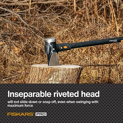 Fiskars IsoCore 8lb. Wood Splitting Maul - 36" Shock Control SoftGrip Handle - Wood Splitter Tool and Maul for Splitting Wedge - Black/Orange