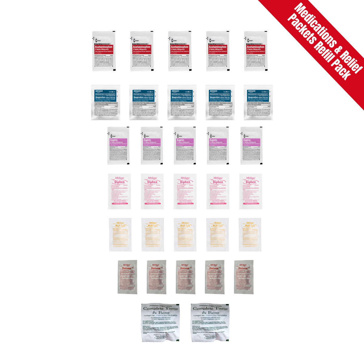 Go Medical Grab n’ Go Medical Kit: Medications & Relief Packets Refill Pack – The ...