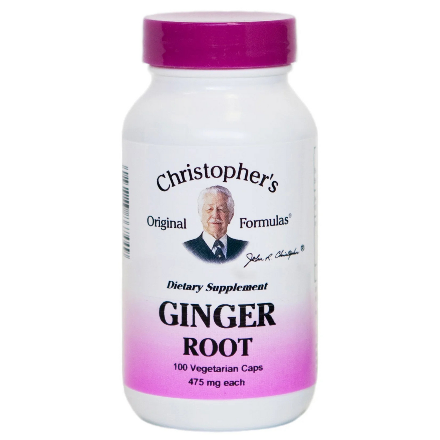 Ginger Root capsules bottle from Dr. Christopher Original Formulas