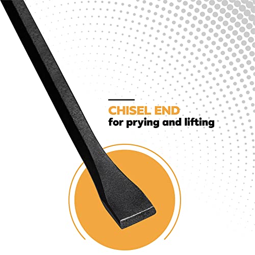Olympia Tools 36" Wrecking Bar, Heavy Duty Pry Bar with Beveled Chisel End and Forged Carbon Steel for Prying, Lifting and Pulling Nails