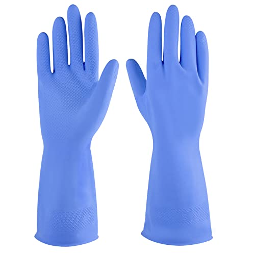 Rubber cleaning gloves yellow 3 or 6 Pairs for Household,Reuseable dishwashing gloves for Kitchen, Blue