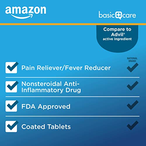 Amazon Basic Care Ibuprofen Tablets, Fever Reducer and Pain Relief from Body Aches, Headache, Arthritis and More, 1000 Count