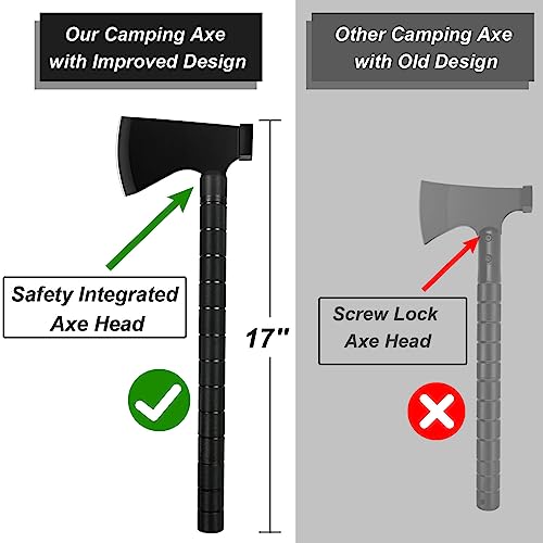 iunio Camping Axe, Hatchet with Sheath, Multi-Tool, Camp Ax, Survival Gear, Folding Portable Tools, for Hiking, Backpacking, Emergency, Hunting, Outdoor