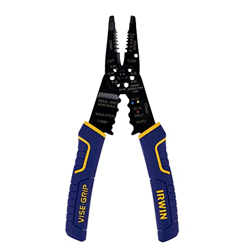 IRWIN VISE-GRIP Wire Stripping Tool / Wire Cutter, 8 inch, Cuts 10-22 AWG, ProTouch Grip (2078309)