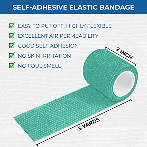 BANDVET WRAP Self Adhesive Bandage Wrap - Pack of 24, Assorted Colors, Non-Woven, Breathable & Water-Resistant Vet Wrap for First Aid, Sports Injury, Body Sprains, & Pets - 2 Inch x 5 Yards