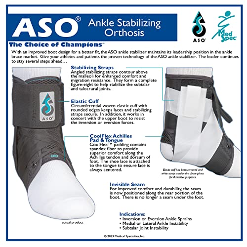 Med Spec 264014 ASO Ankle Stabilizer, Black, Medium
