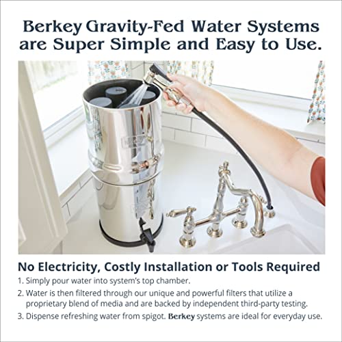 Berkey Light Gravity-Fed Water Filter with 2 Black Berkey Elements and 2 Berkey PF-2 Fluoride and Arsenic Reduction Elements