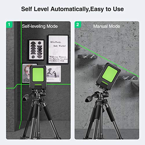 Self-leveling Laser Level - Huepar Box-1G 150ft/45m Outdoor Green Cross Line with Vertical Beam Spread Covers of 150°, Selectable Laser Lines, 360° Magnetic Base and Battery Included