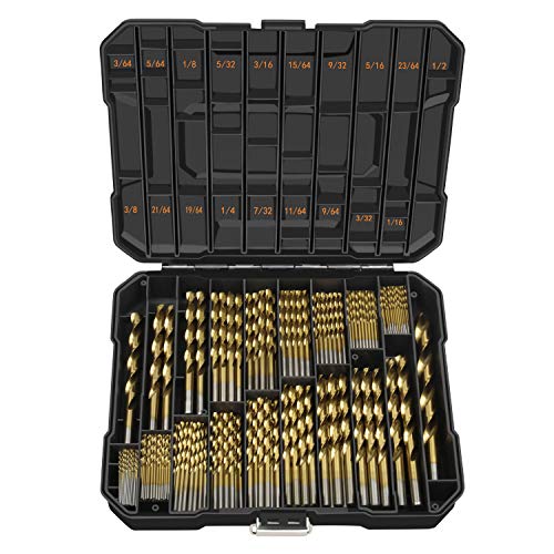 ENERTWIST Titanium Drill Bit Kit Set for Metal and Wood 230-Piece - Coated HSS Conventional 118 Deg Tip from 3/64inch up to 1/2 Inch, ET-DBA-230A