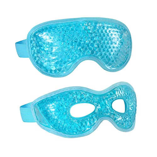 2PCS Gel Eye Mask, Reusable Hot Cold Therapy Eye Mask for Puffiness /Dark Circles/Eye Bags /Dry Eyes/Headaches/Migraines/Stress Relief, Cooling and Compress Eye Mask (Blue)