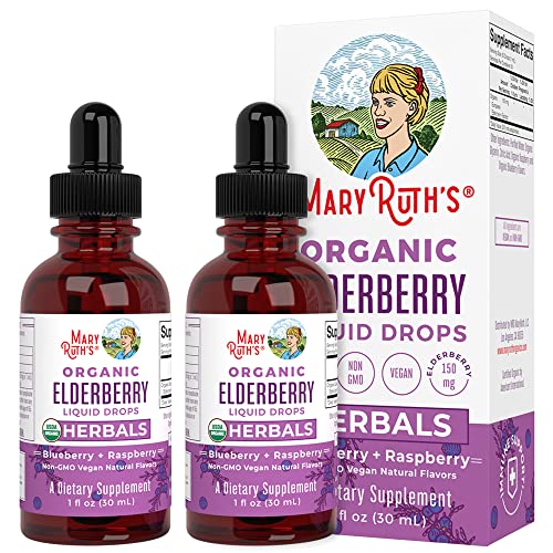 MaryRuth's Elderberry Liquid Drops | USDA Organic | Black Elderberry Supplement for Adults & Kids | Immune Support & Overall Health | Vegan | Non-GMO | Gluten Free | 30 Servings (2 Pack)